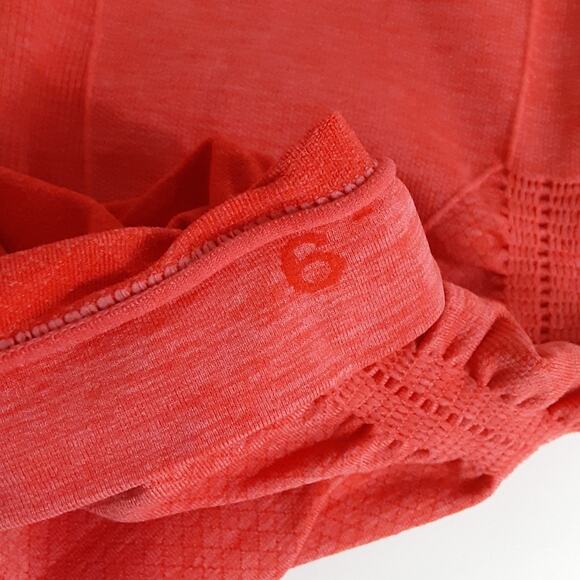 Lululemon In The Flow Crop Leggings Coral Pink Ruched Capri Athletic Womens 6 - Picture 6 of 10